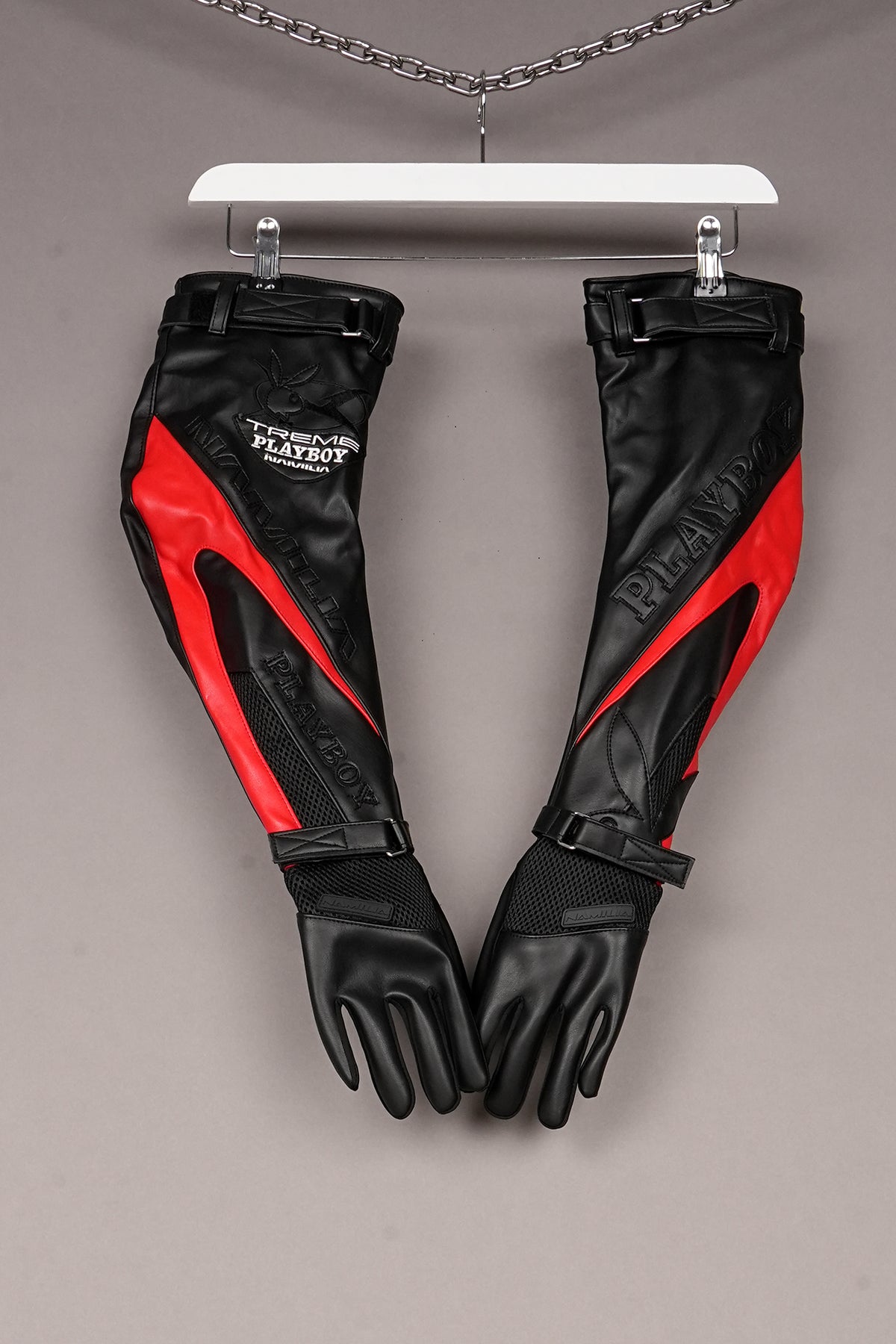 RED BLACK PLAYBOY GLOVES - ONE OFF