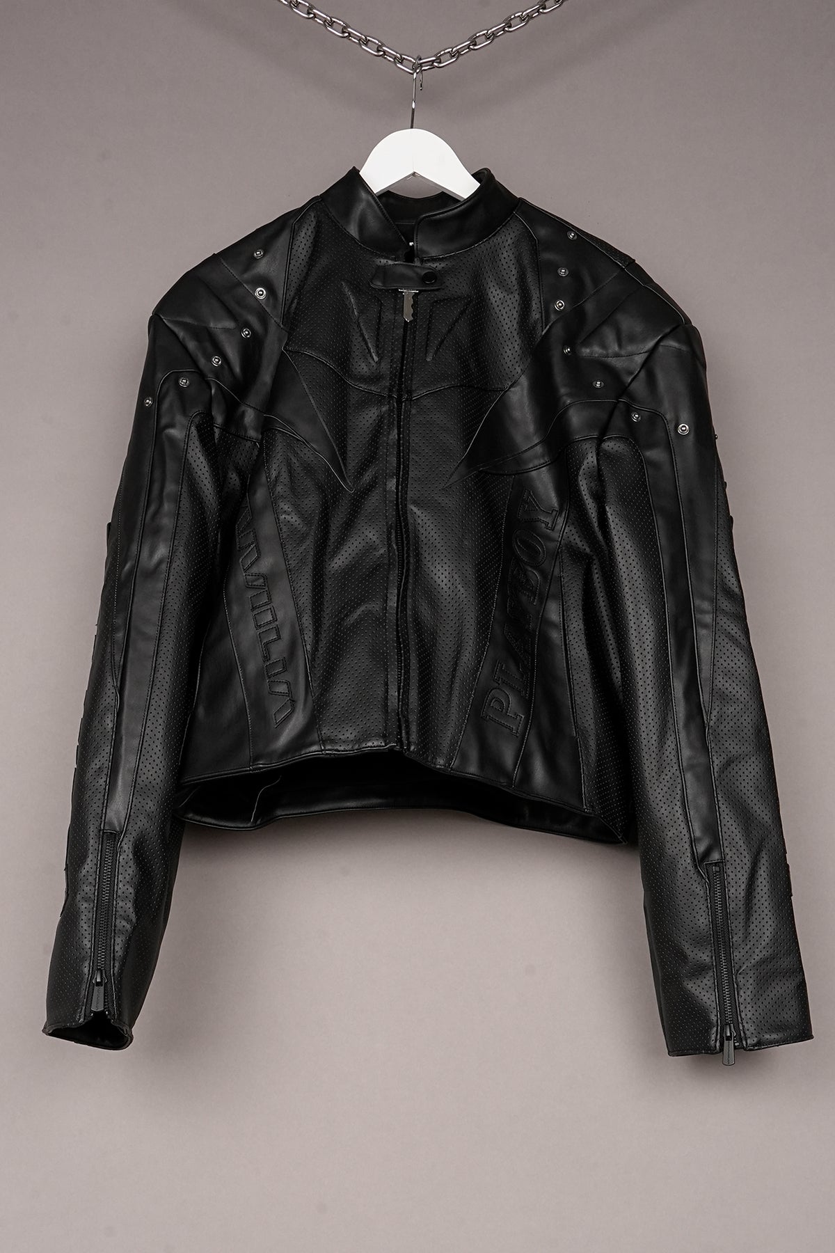 FULL BLACK PLAYBOY MOTO JACKET