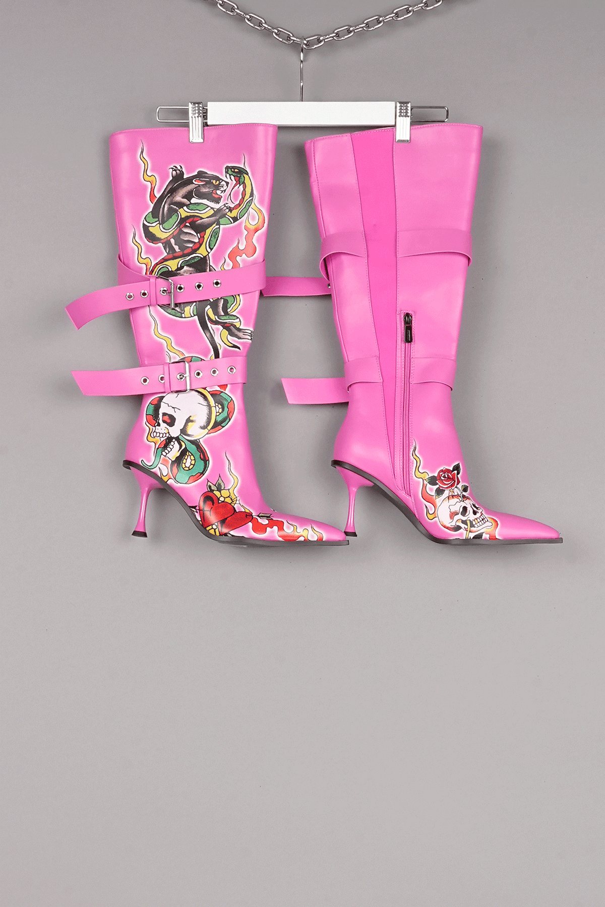 PINK ED HARDY X NAMILIA TATTOO BELT BOOTS