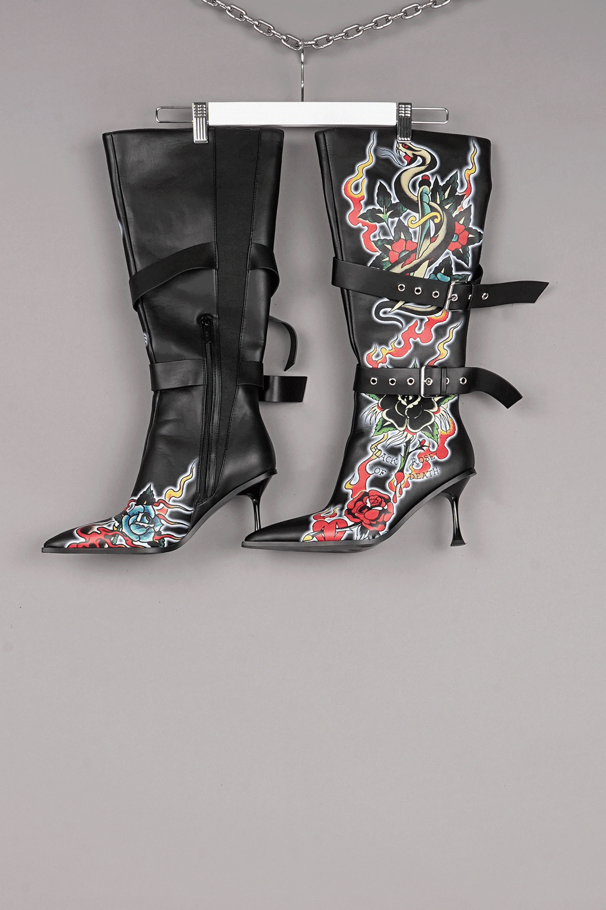 BLACK ED HARDY X NAMILIA TATTOO BELT BOOTS