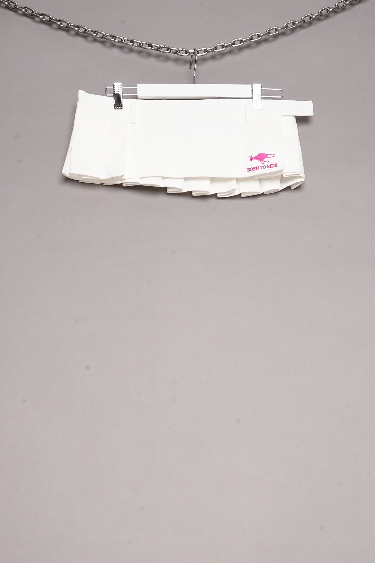 BORN TO RIDE PLEATED MINI SKIRT WHITE