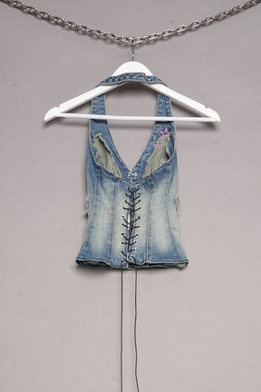 DENIM NECKHOLDER TOP