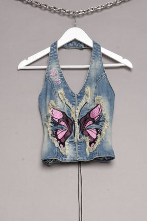 DENIM NECKHOLDER TOP