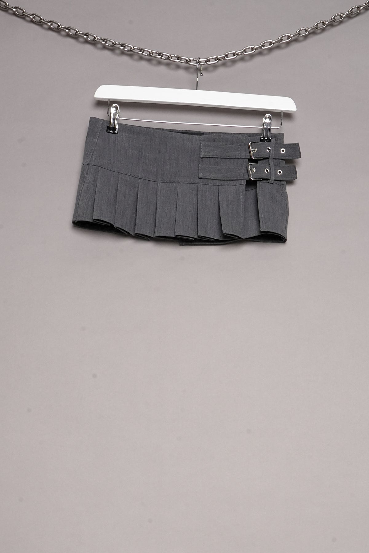MICRO PLEATED SUITING SKIRT - GREY