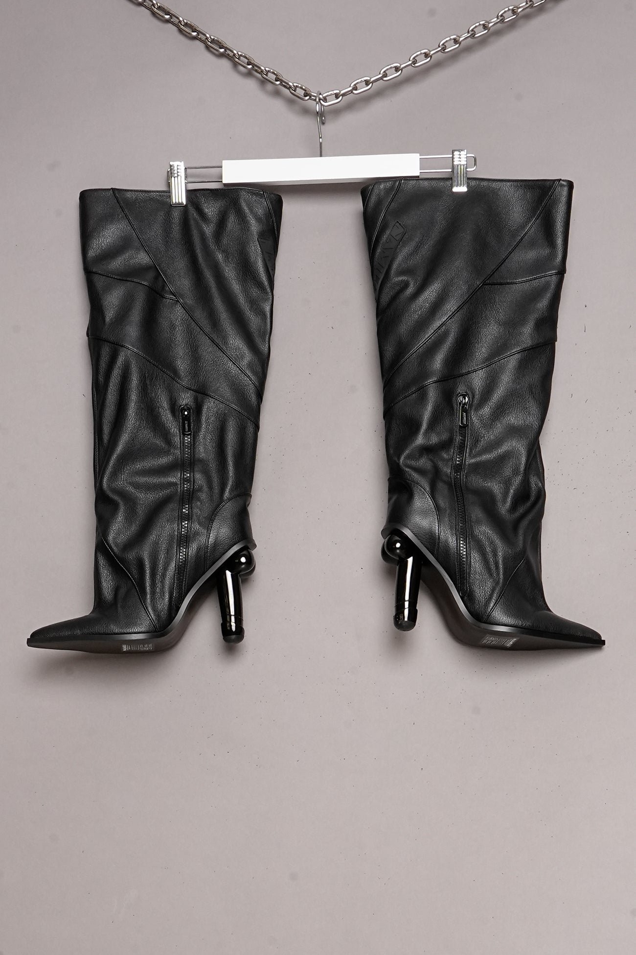 3D PADDED DICK HEEL MOTO BOOTS