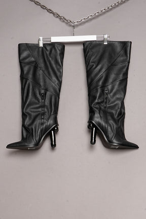 3D PADDED DICK HEEL MOTO BOOTS