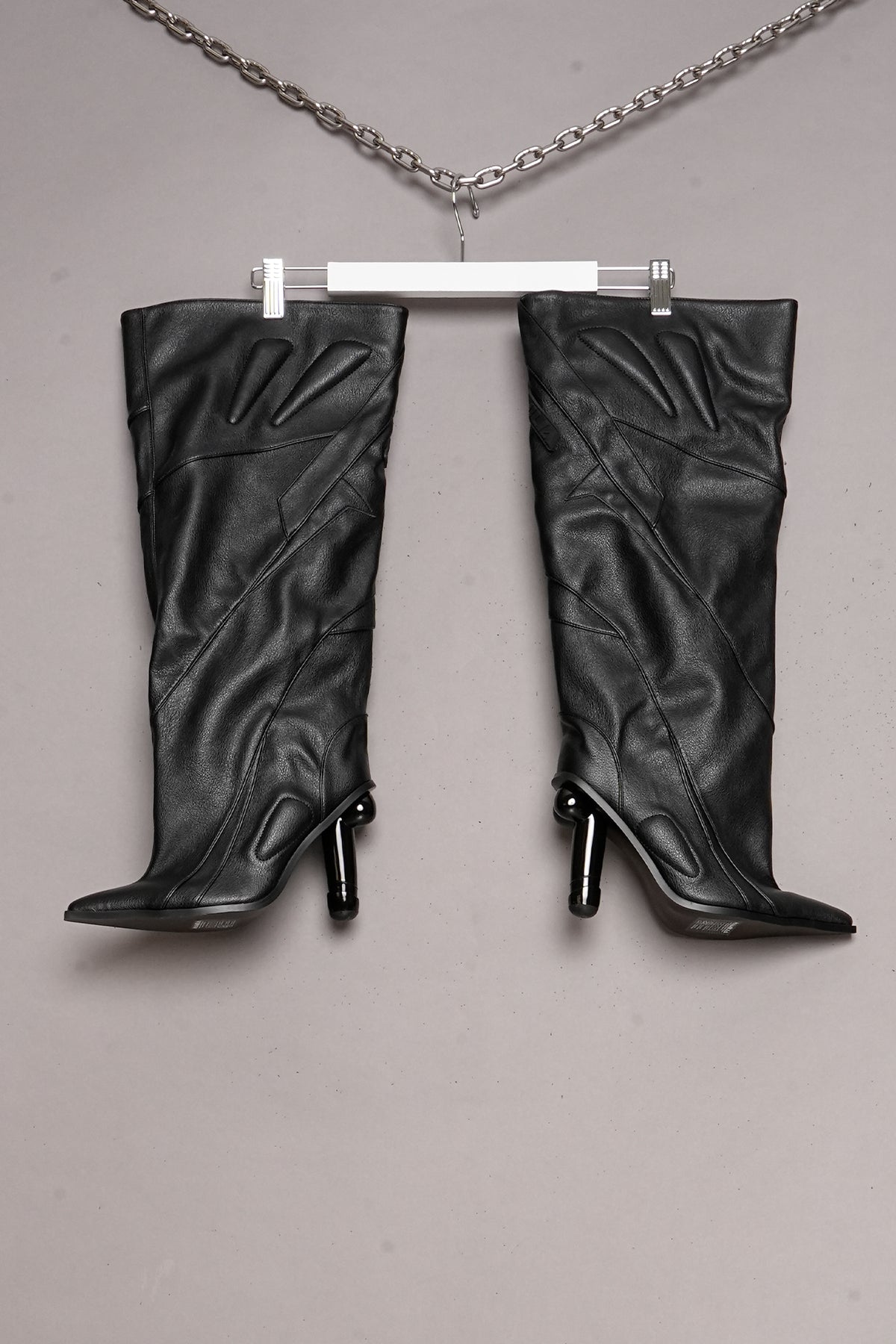 3D PADDED DICK HEEL MOTO BOOTS