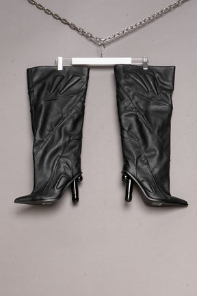 3D PADDED DICK HEEL MOTO BOOTS