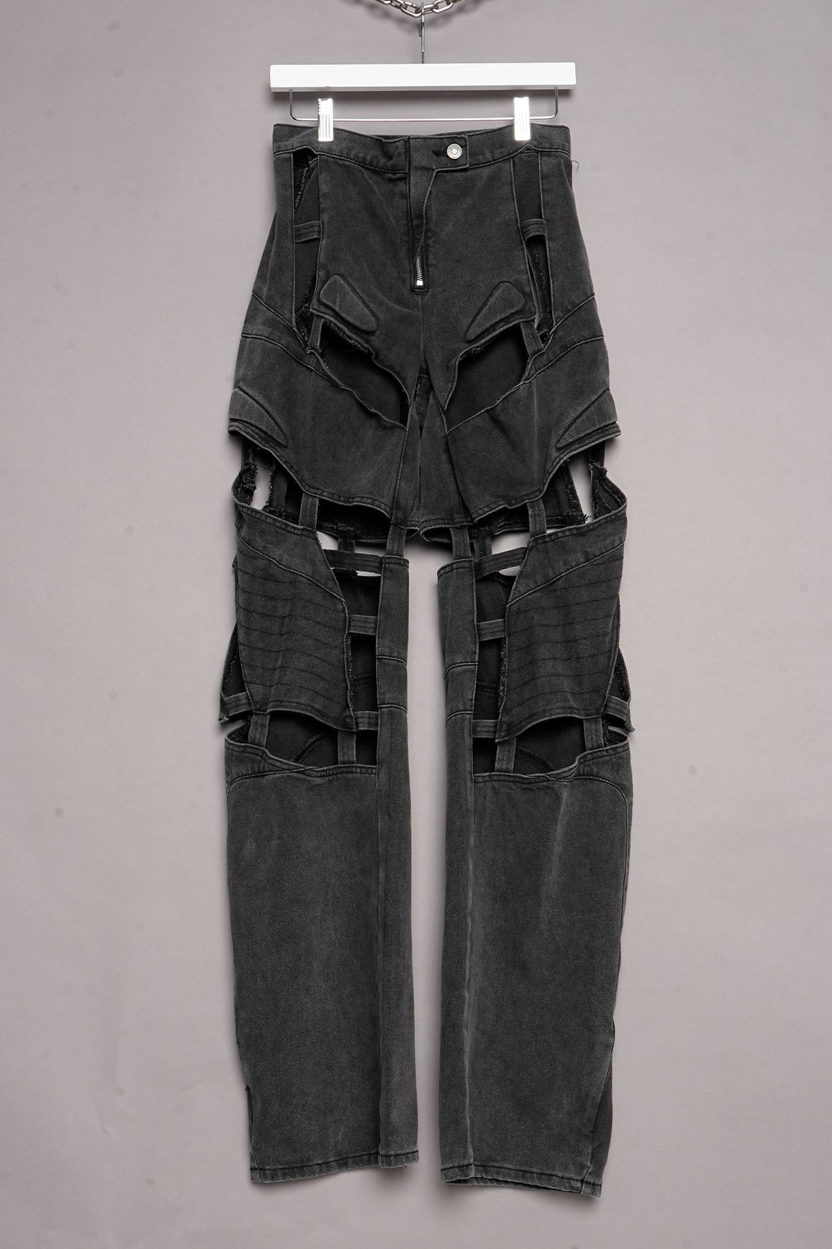 MOTO DENIM FLOATING PANTS - BLACK WASHED
