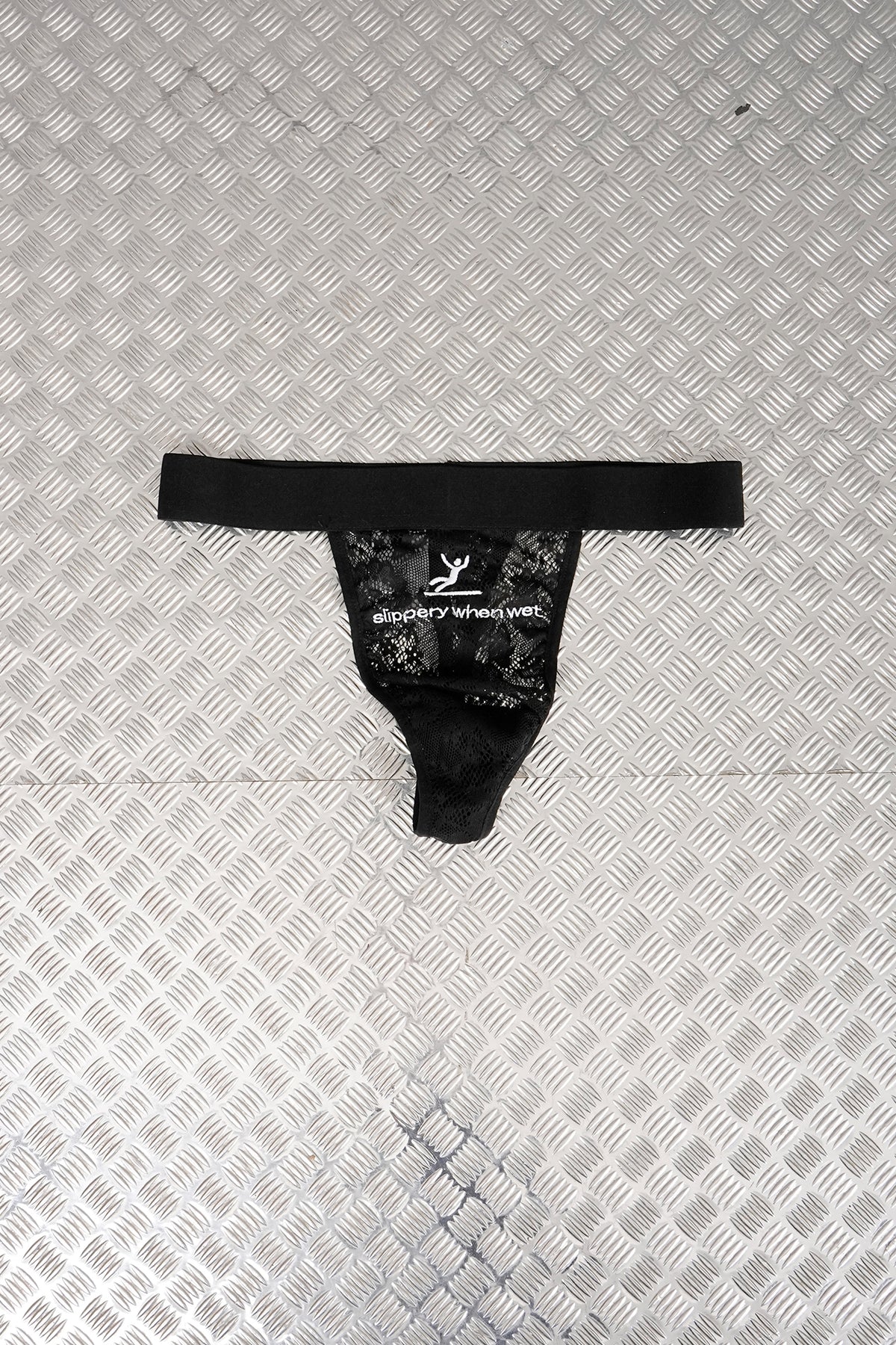SLIPPERY WHEN WET LACE POUCH STRING