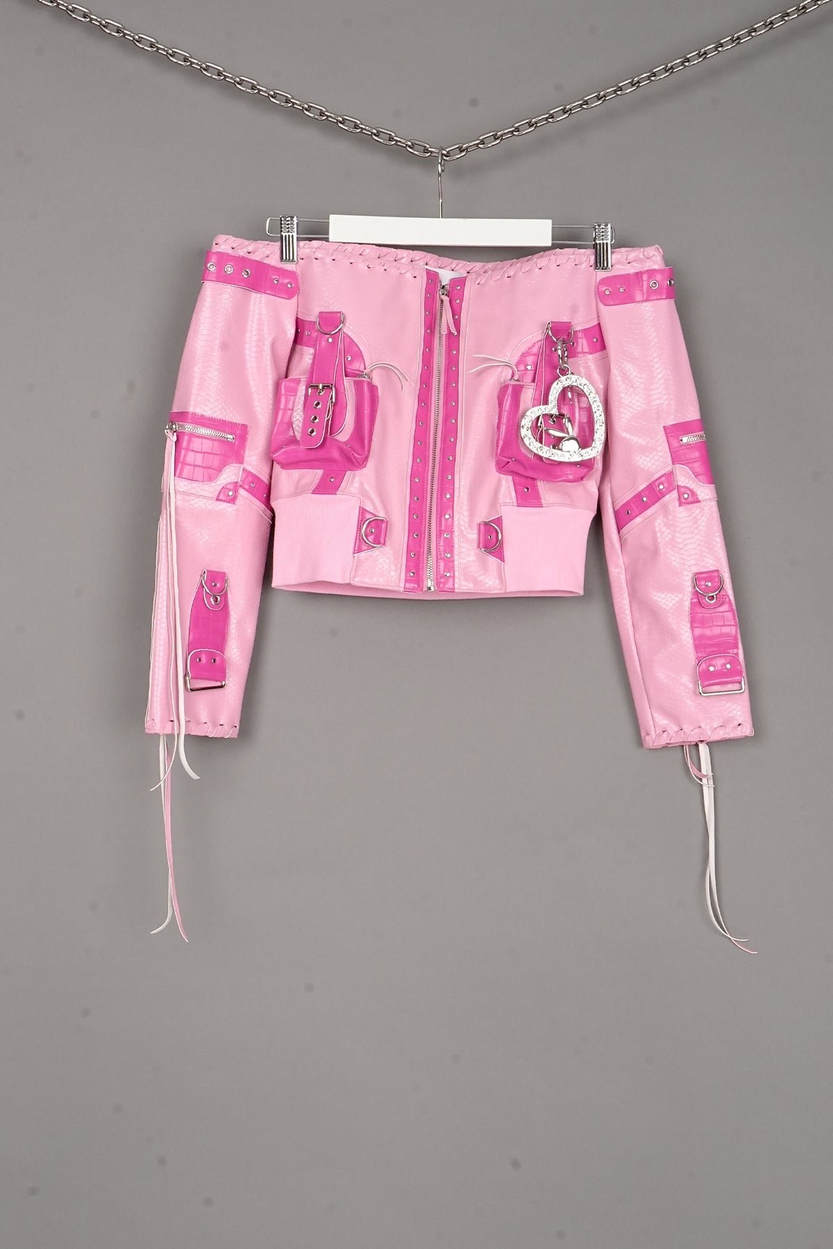 OFF SHOULDER HANDBAG JACKET PINK - ONE-OFF