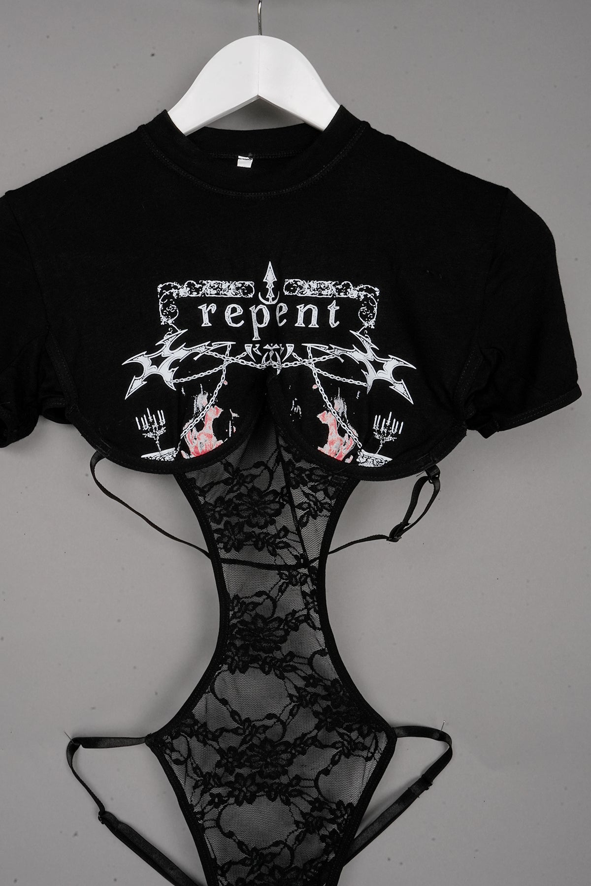 LINGERIE LACE BODYSUIT BLACK