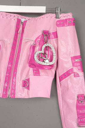 OFF SHOULDER HANDBAG JACKET PINK - ONE-OFF
