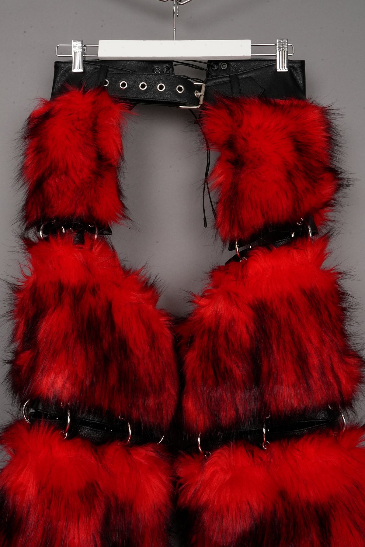 detachable FAUX FUR CHAPS with openable metal rings