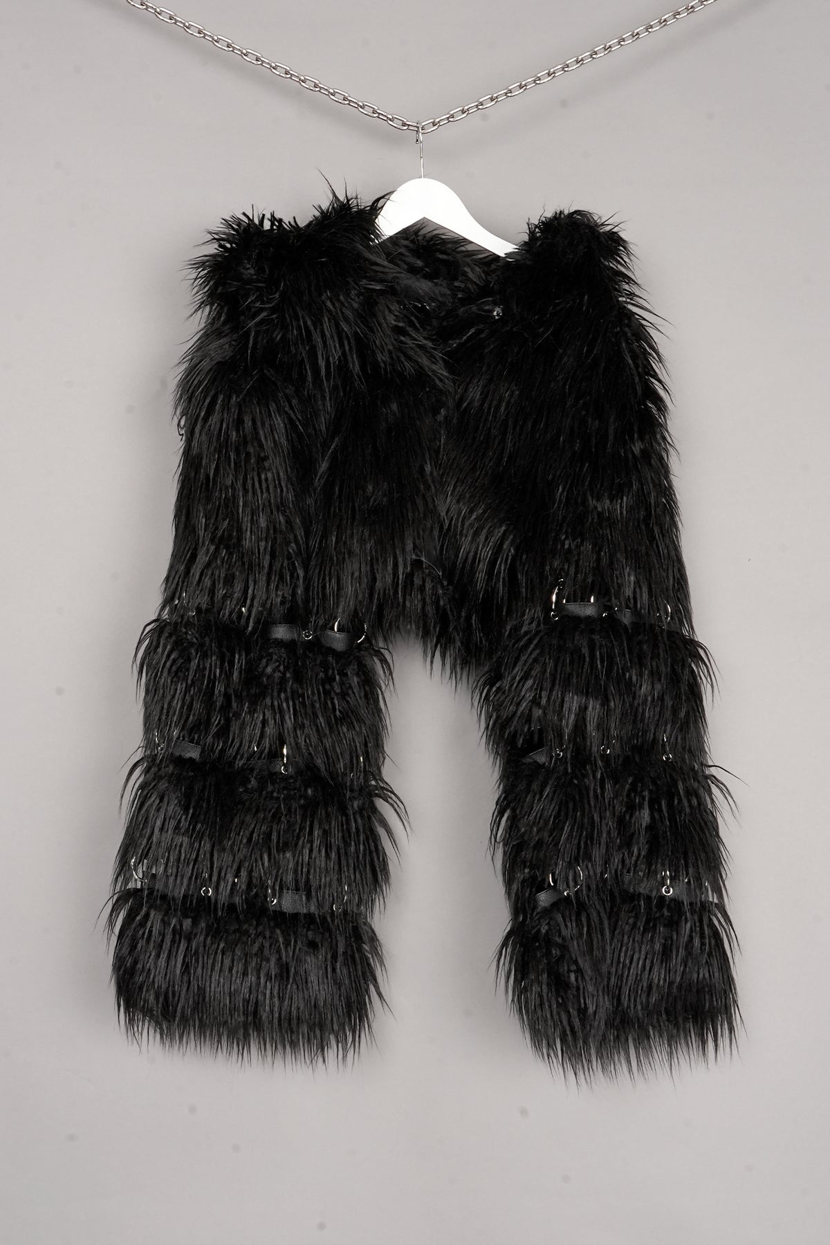DETACHABLE FAUX FUR JACKET with openable METAL RING - one off