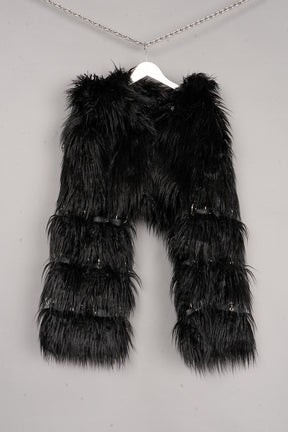 DETACHABLE FAUX FUR JACKET with openable METAL RING - one off