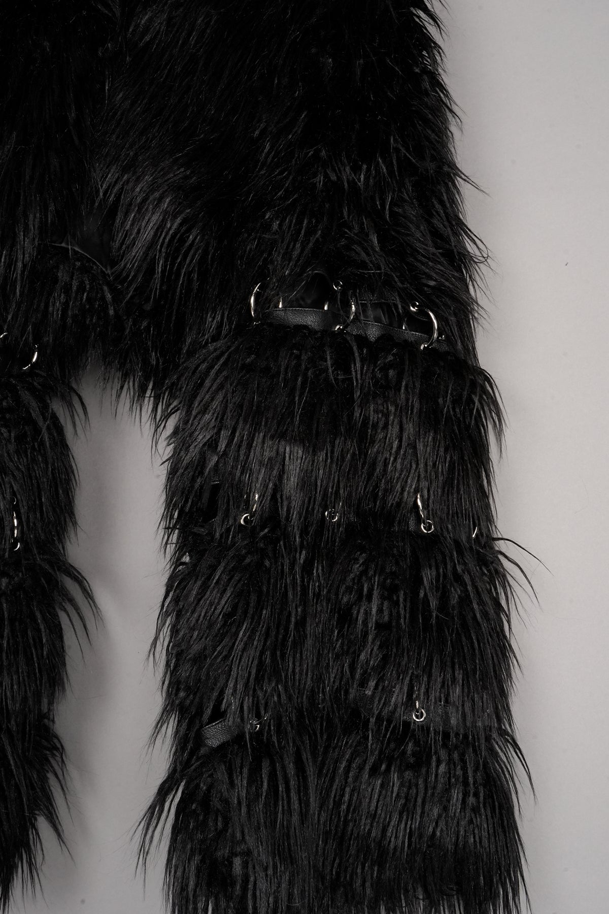 DETACHABLE FAUX FUR JACKET with openable METAL RING - one off