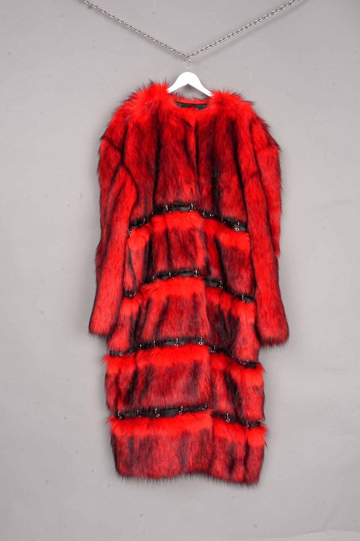 Detachable Faux Fur Coat with openable metal rings