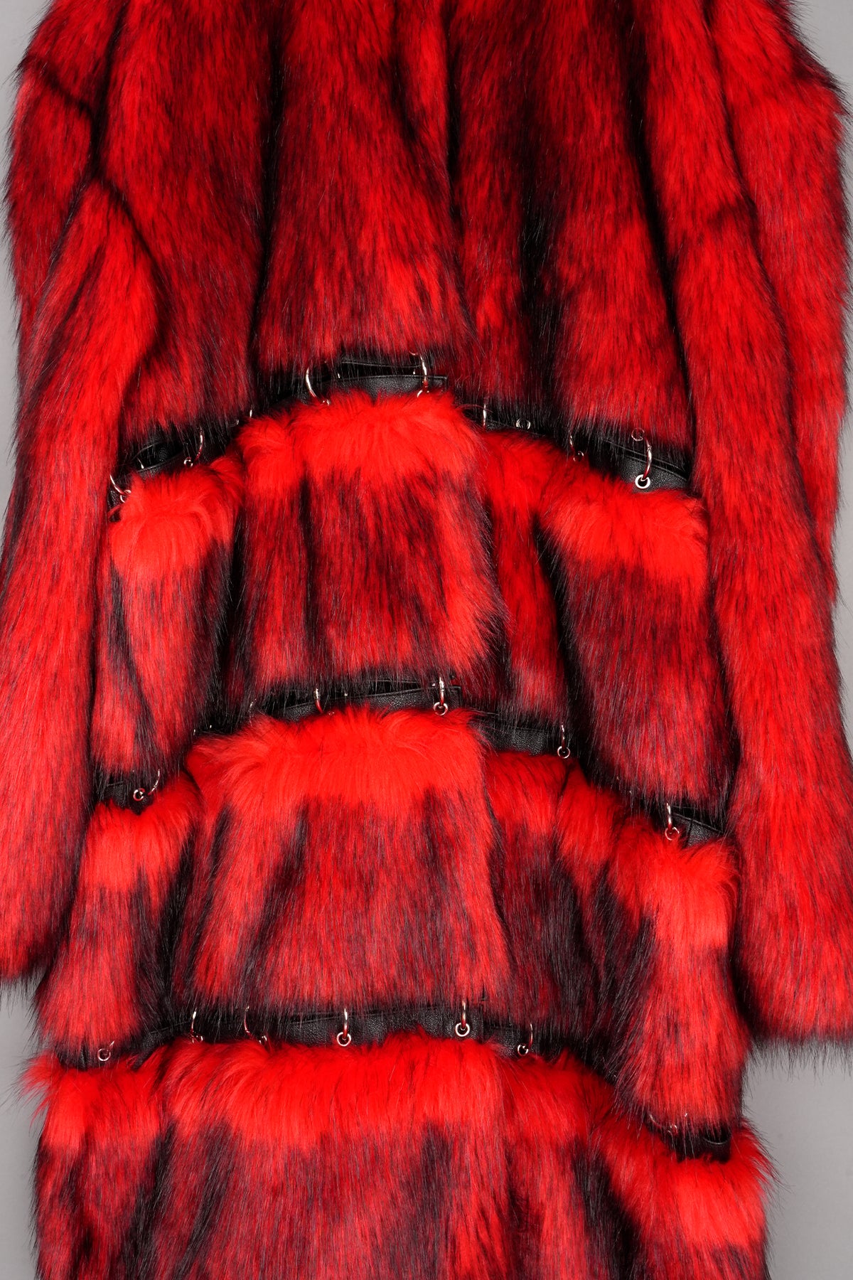 Detachable Faux Fur Coat with openable metal rings