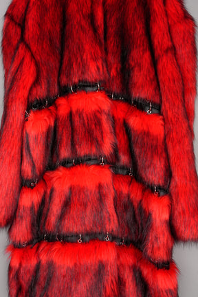 Detachable Faux Fur Coat with openable metal rings