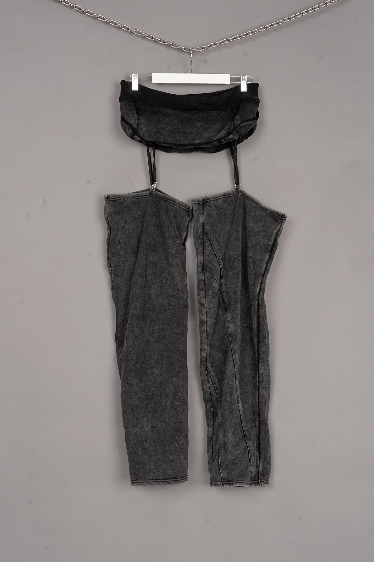 WASHED SWEAT SKIRT WITH CHAPS - ONE-OFF