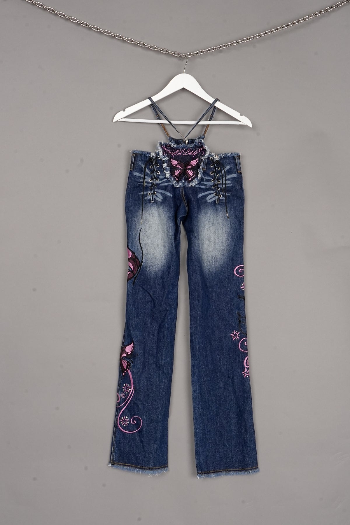 BUTTERFLY DENIM PANTS DARK BLUE