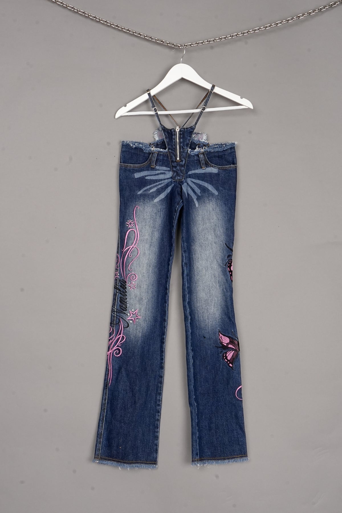 BUTTERFLY DENIM PANTS DARK BLUE