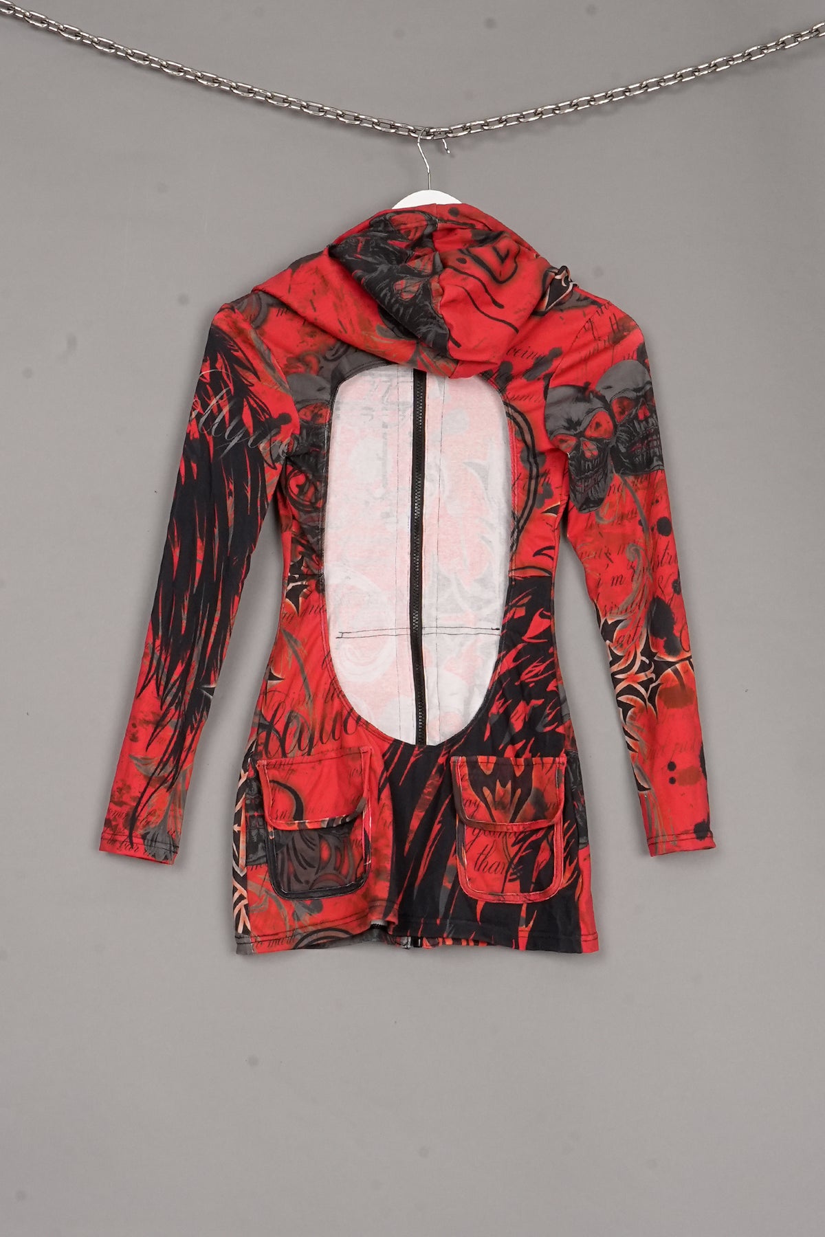 BACKLESS HOODIE DRESS RED - ONE-OFF