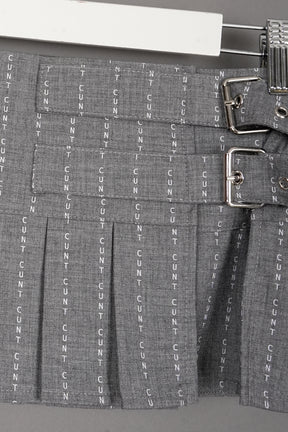 CUNT PRINT PLEATED MINI SKIRT GREY - ONE-OFF