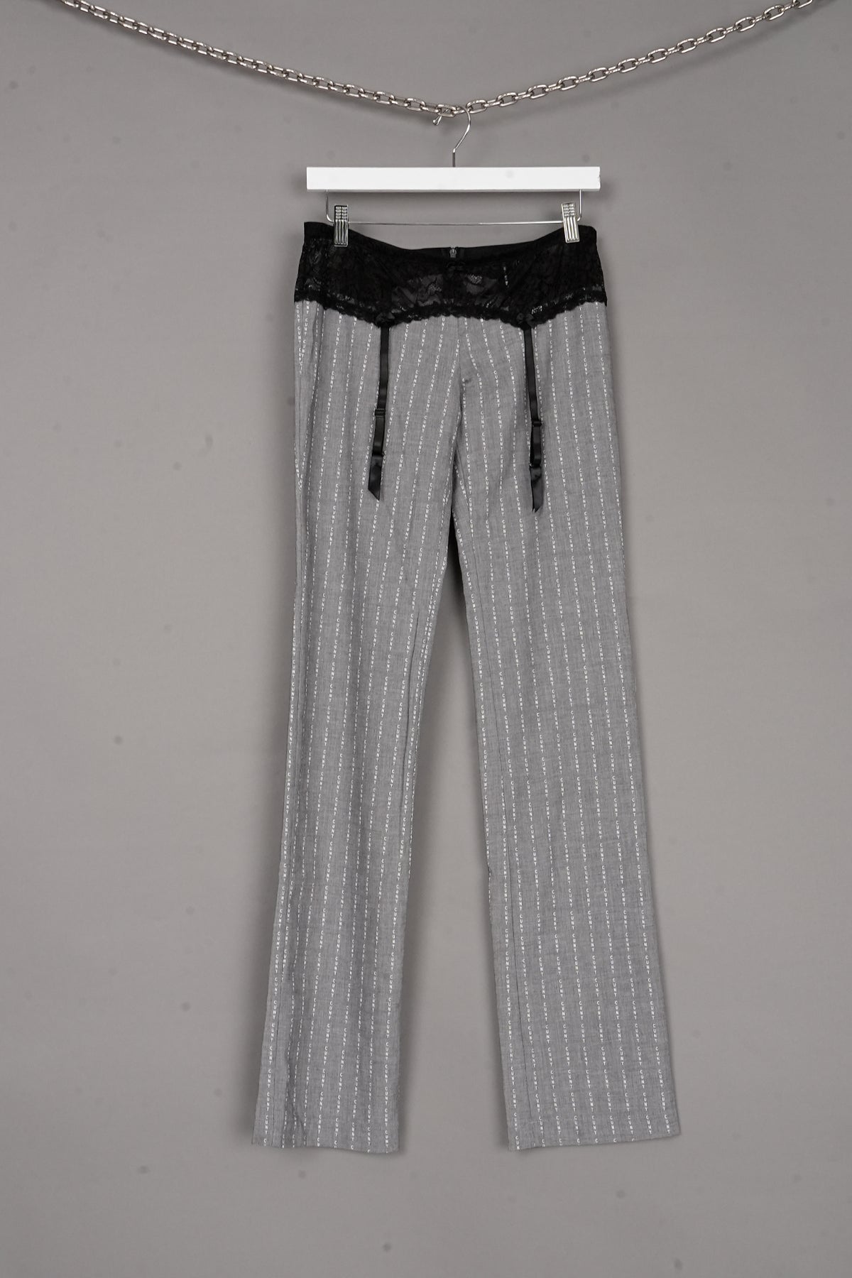CUNT PRINT SUITING PANTS GREY - ONE-OFF