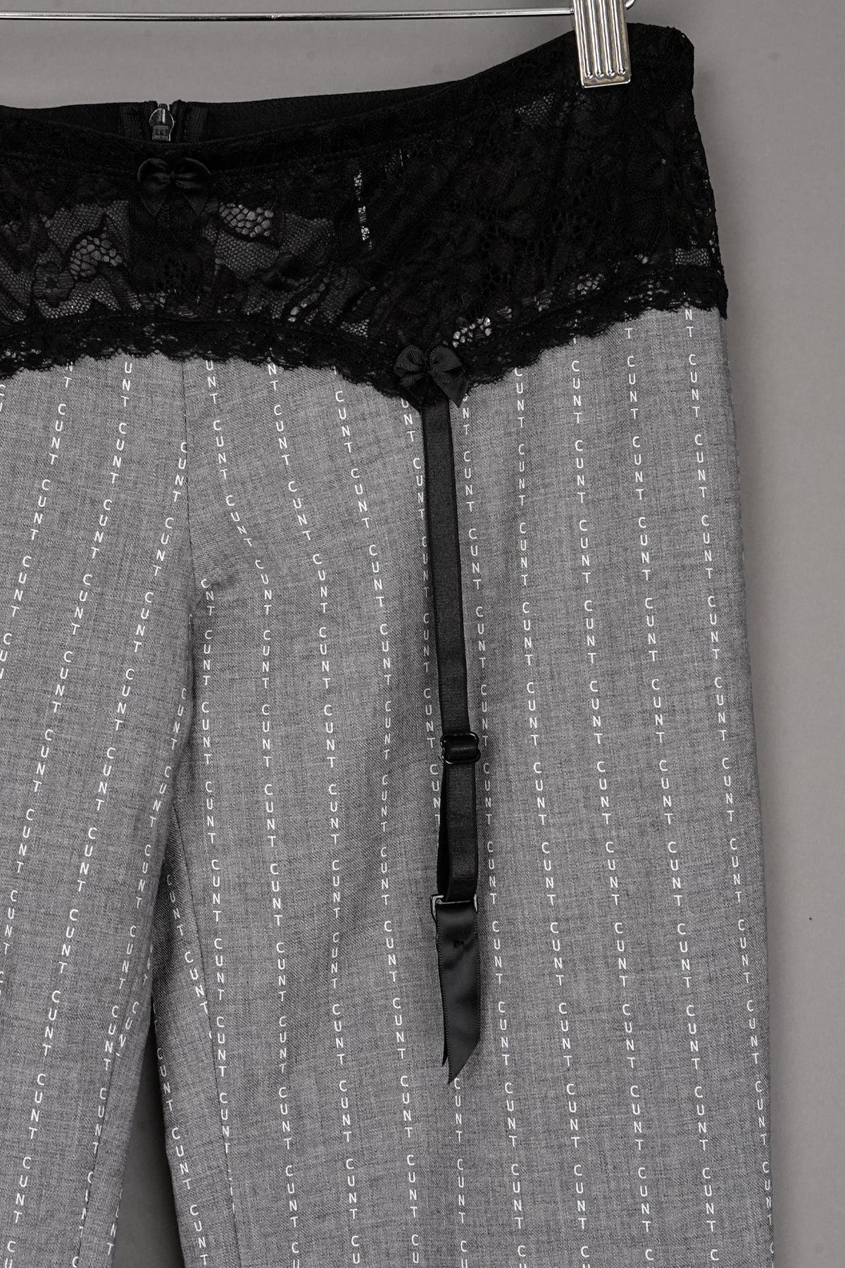 CUNT PRINT SUITING PANTS GREY - ONE-OFF