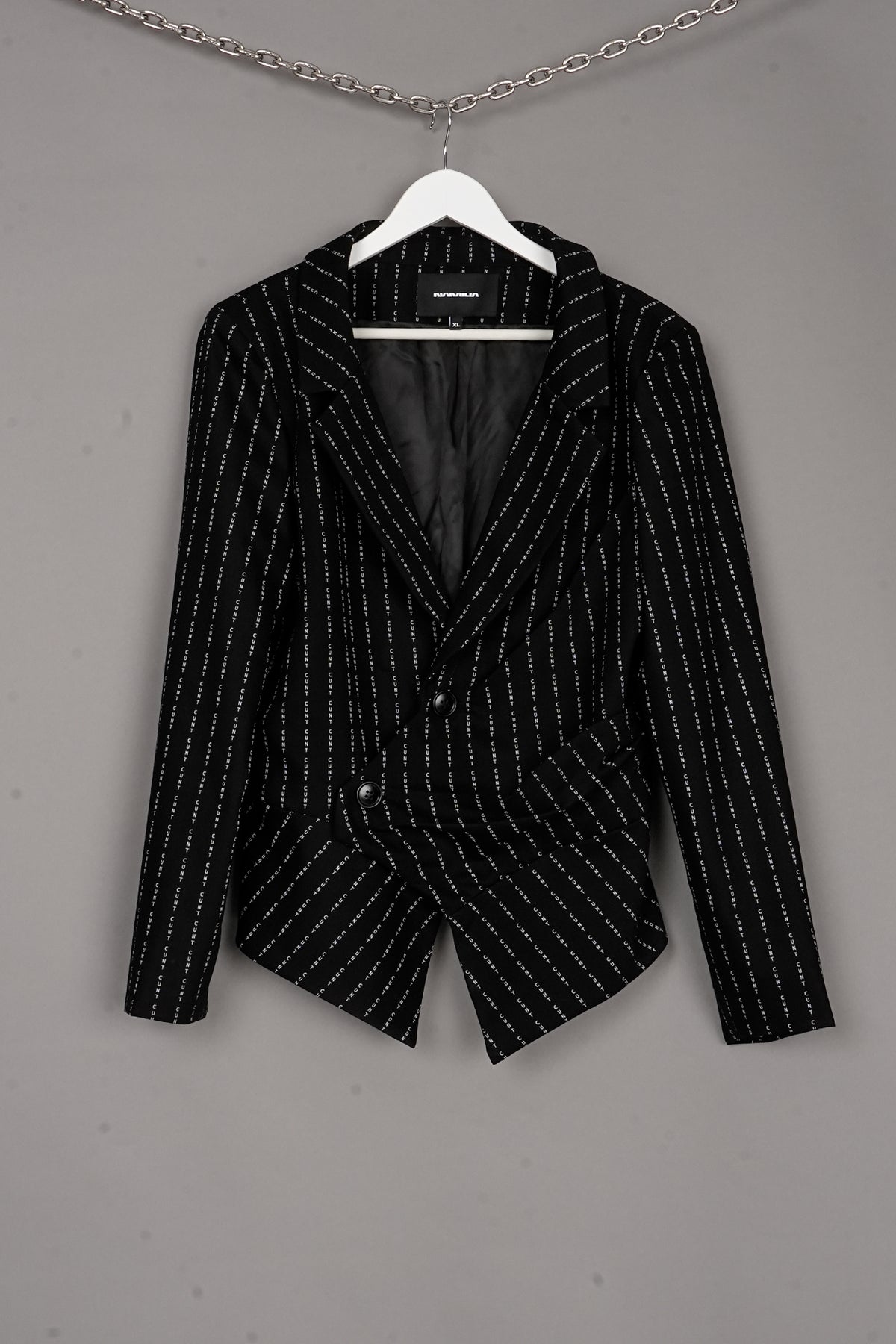 DRAPED CUNT PRINT BLAZER BLACK