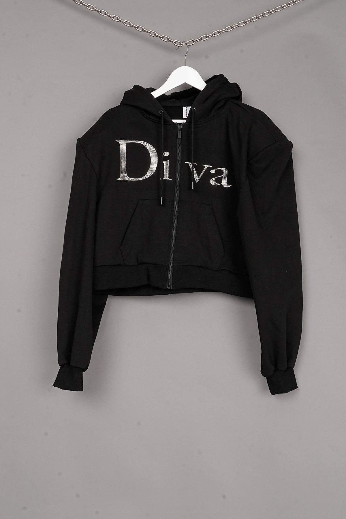 DIVA CROP ZIP JACKET WITH BOXY SHOULDERS