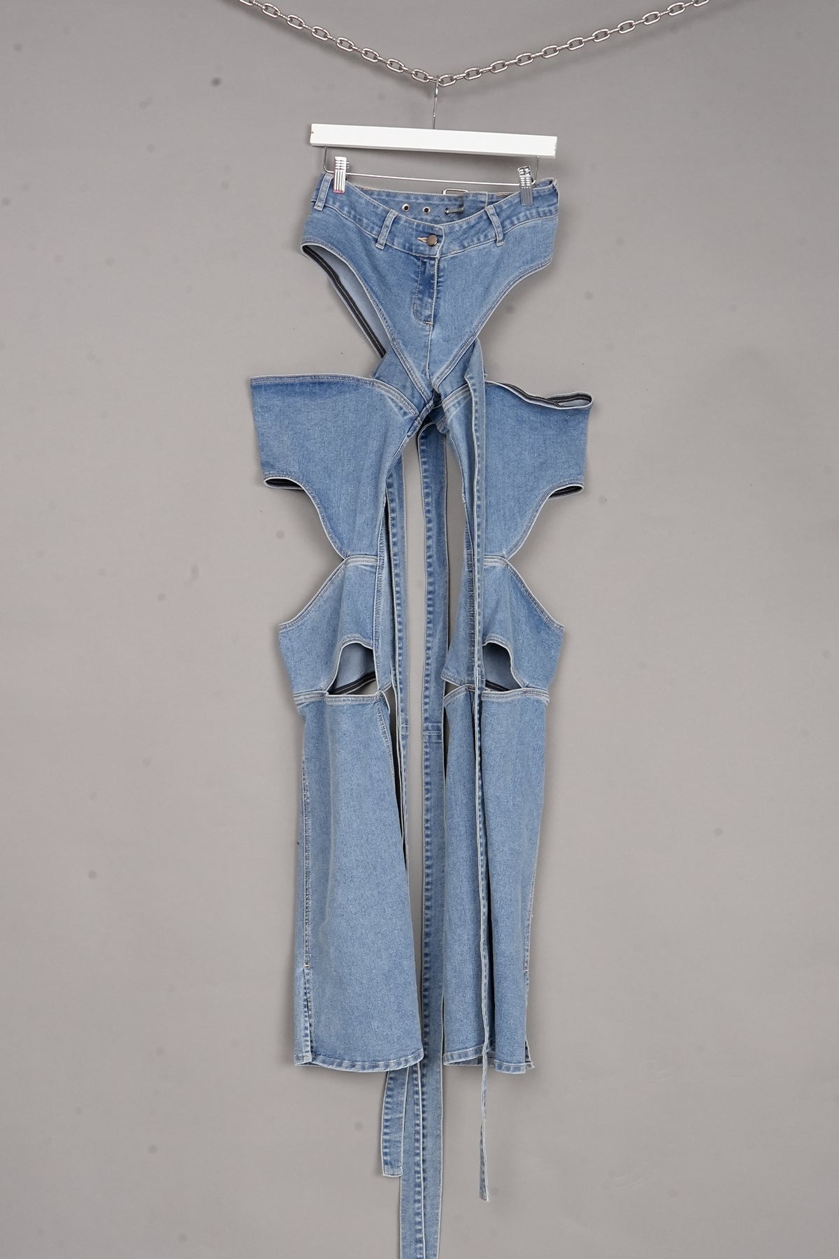 CUT-OUT denim pants - one-off