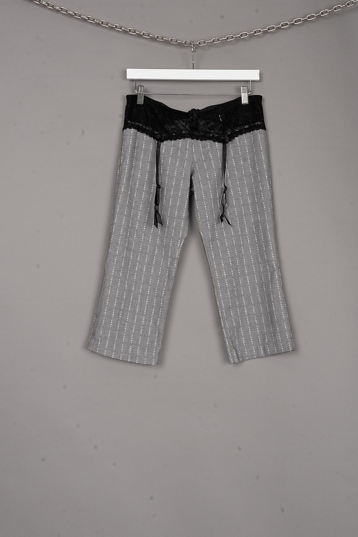 CUNT PRINT CAPRI PANTS GREY - ONE-OFF