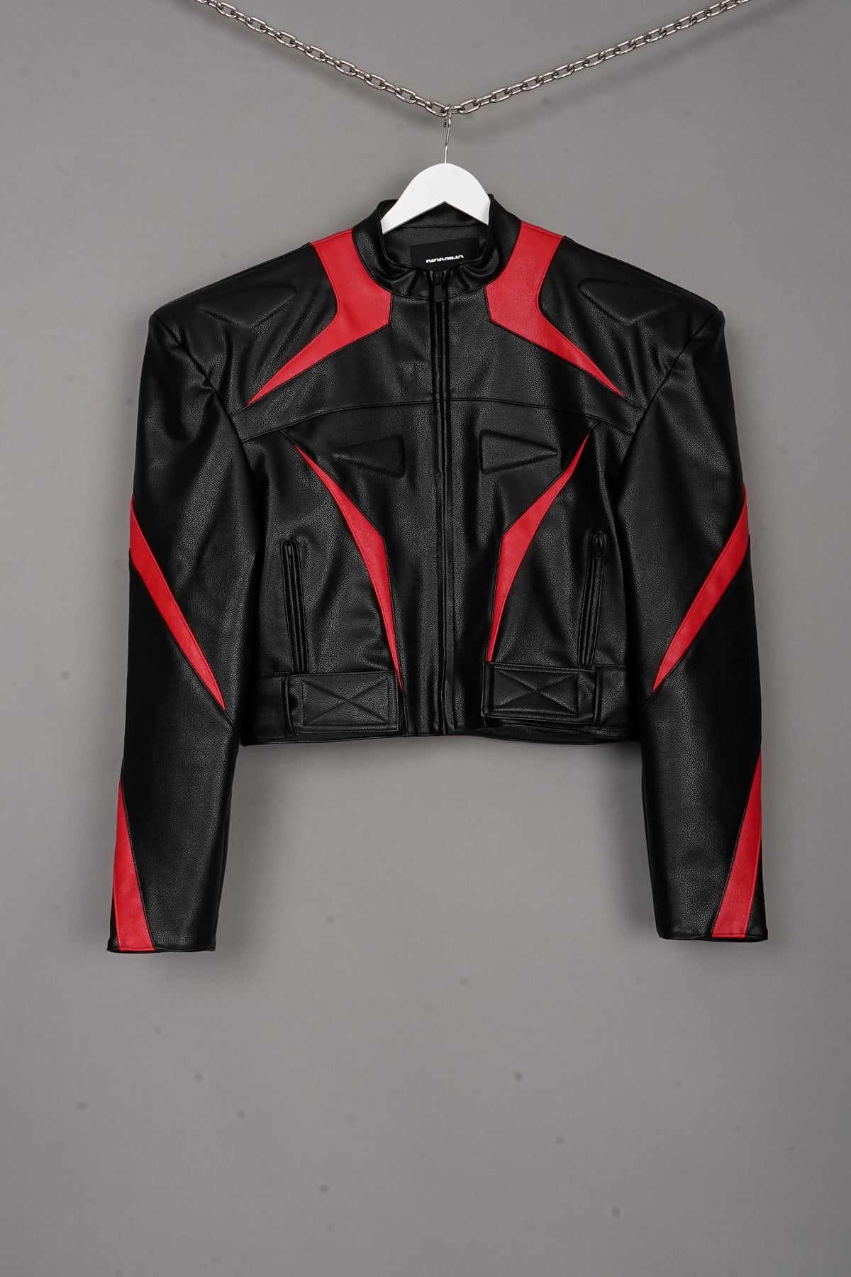 POWER SHOULDER MOTO JACKET RED/BLACK