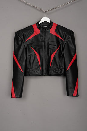 POWER SHOULDER MOTO JACKET RED/BLACK