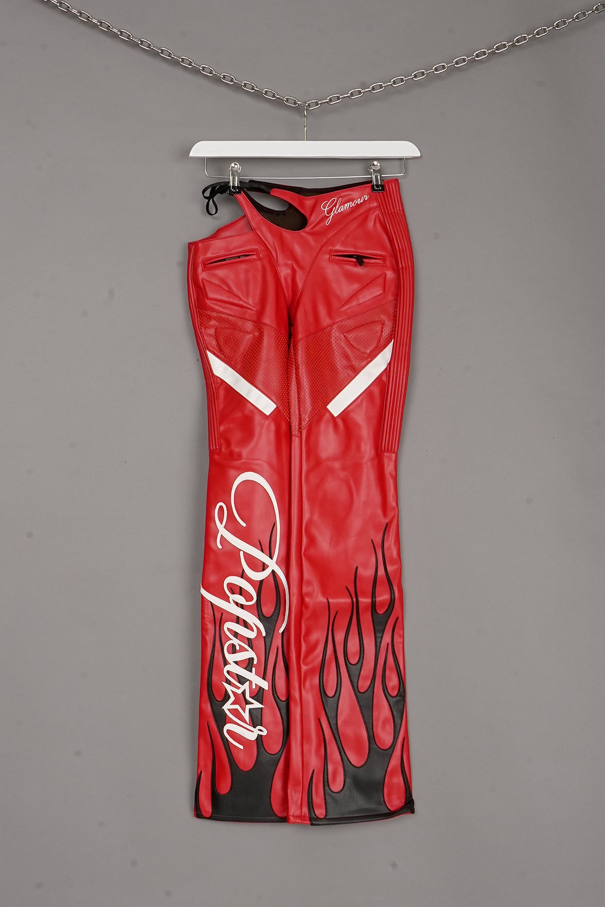 Hollywood Asymmetric Moto Trousers x red