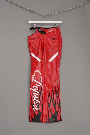 Hollywood Asymmetric Moto Trousers x red