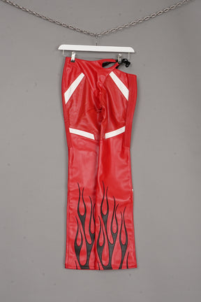 Hollywood Asymmetric Moto Trousers x red