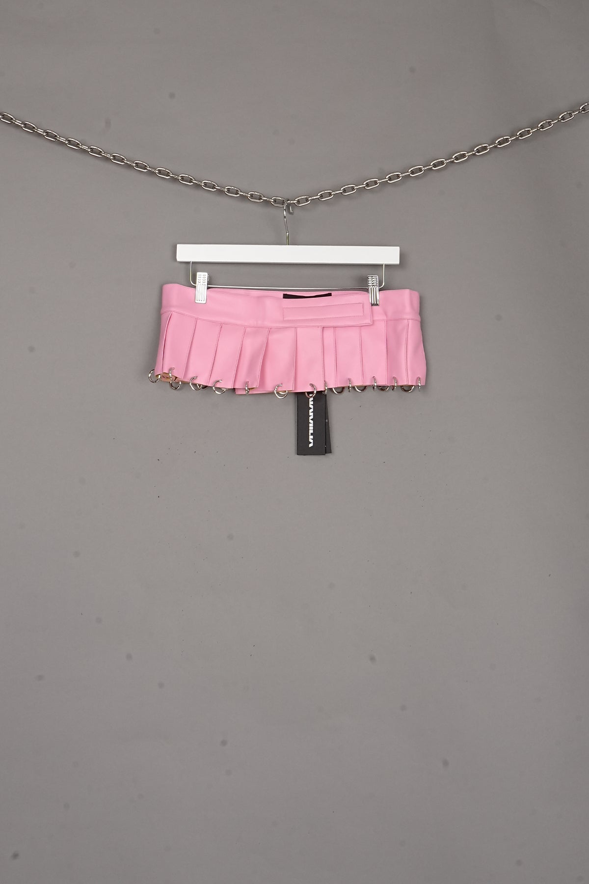 Pleated Mini Skirt With Rings PINK X