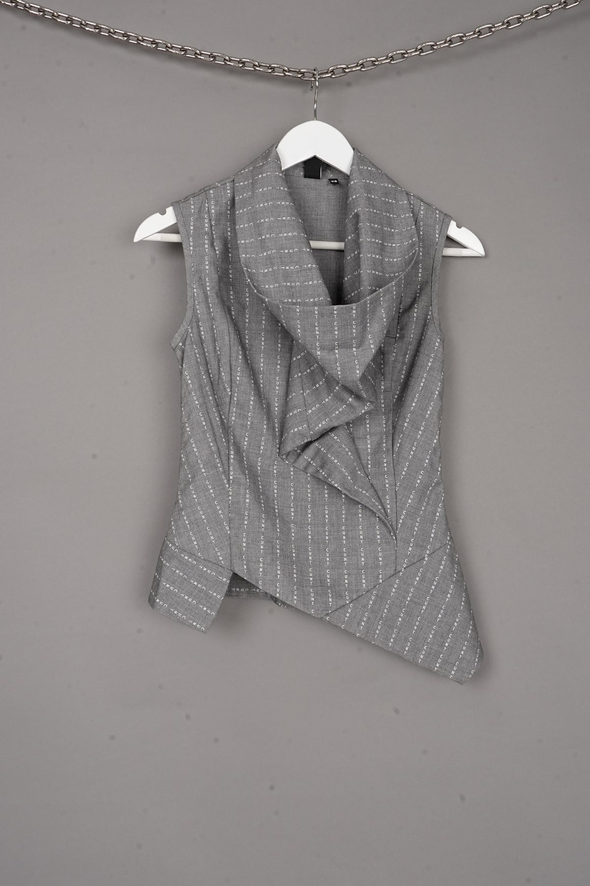 CUNT PRINT DRAPED SHIRT GREY - ONE-OFF
