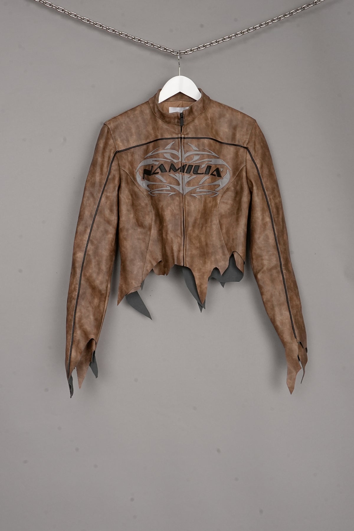 Shredded Moto Jacket BROWN X