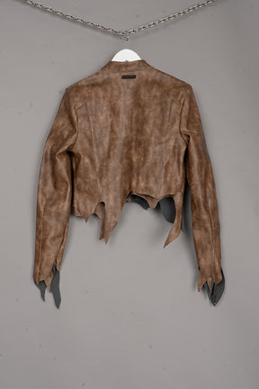 Shredded Moto Jacket BROWN X