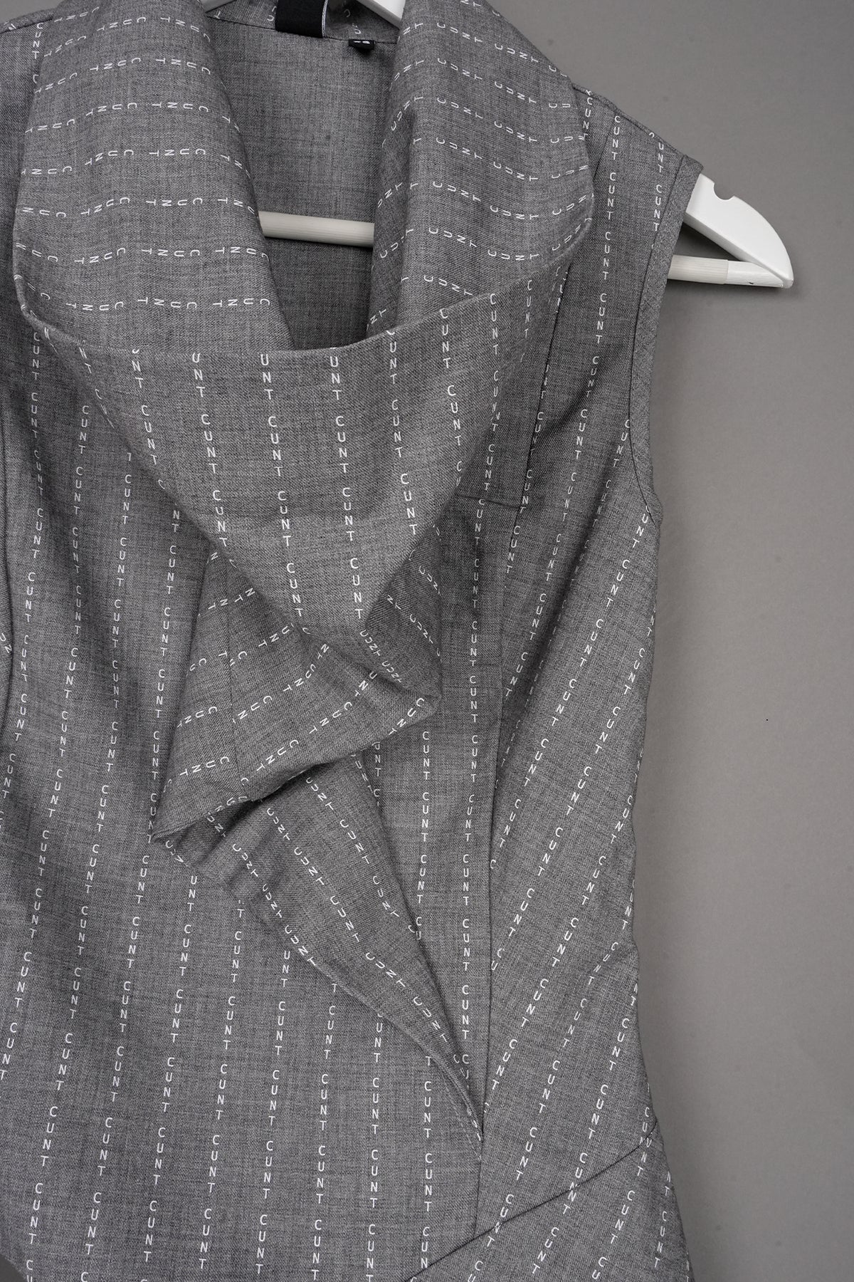 CUNT PRINT DRAPED SHIRT GREY - ONE-OFF