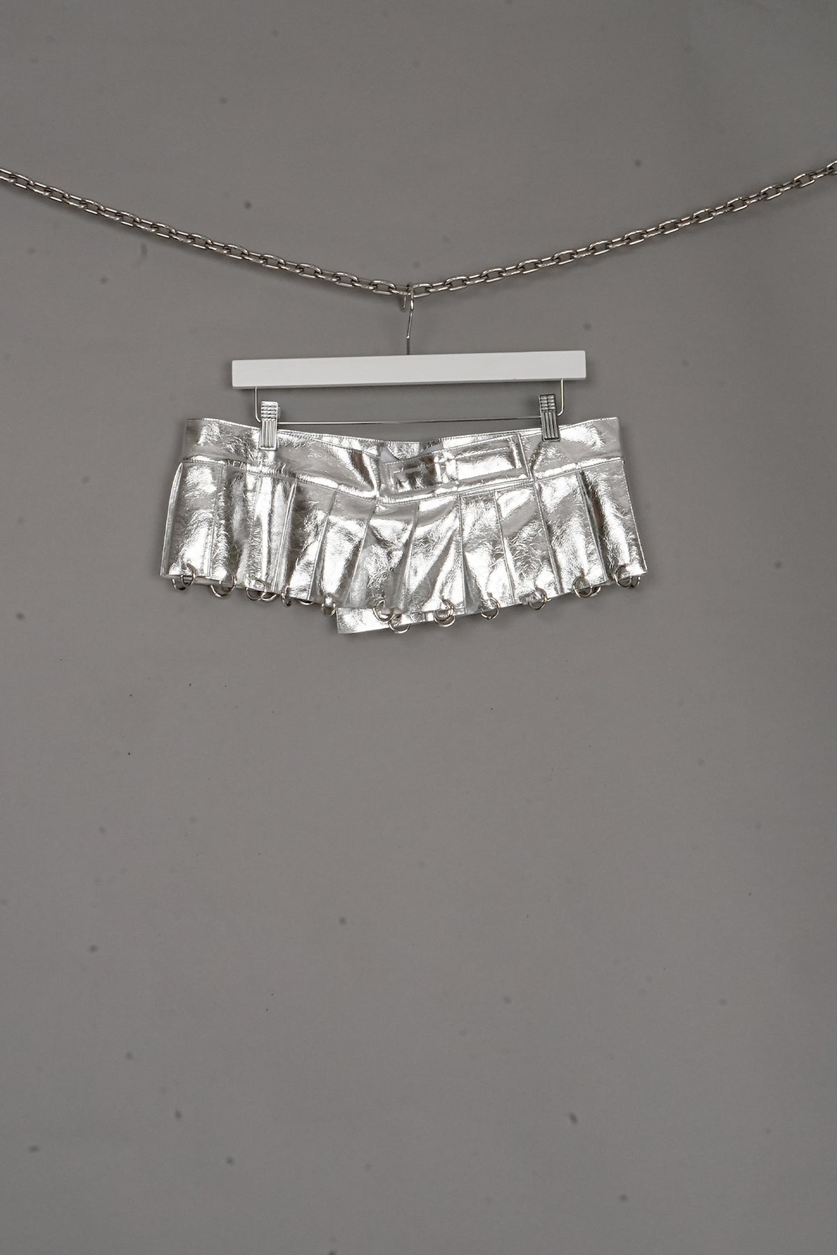 Pleated Mini Skirt With Rings SILVER X