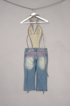 Denim Detachable Capri Jumpsuit X