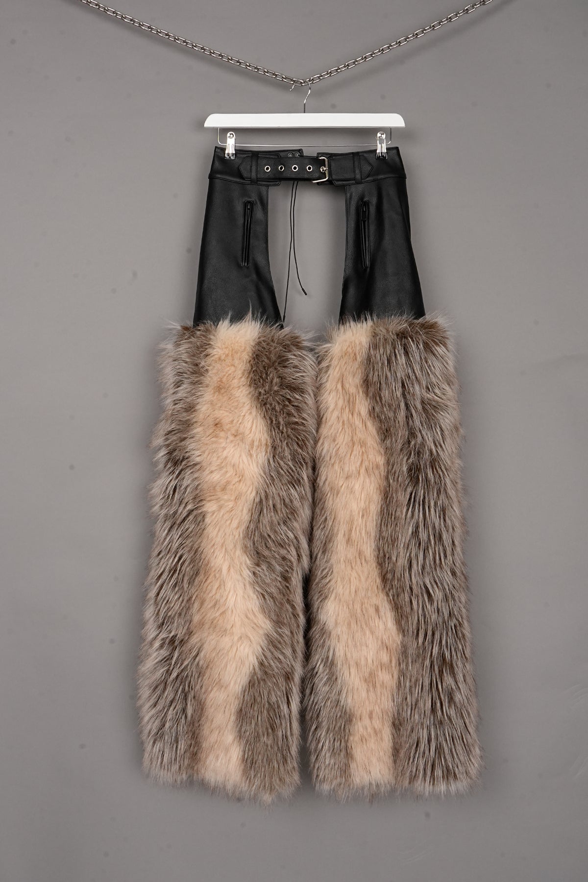 FAUX FUR CHAPS BLACK/BROWN - ONE-OFF