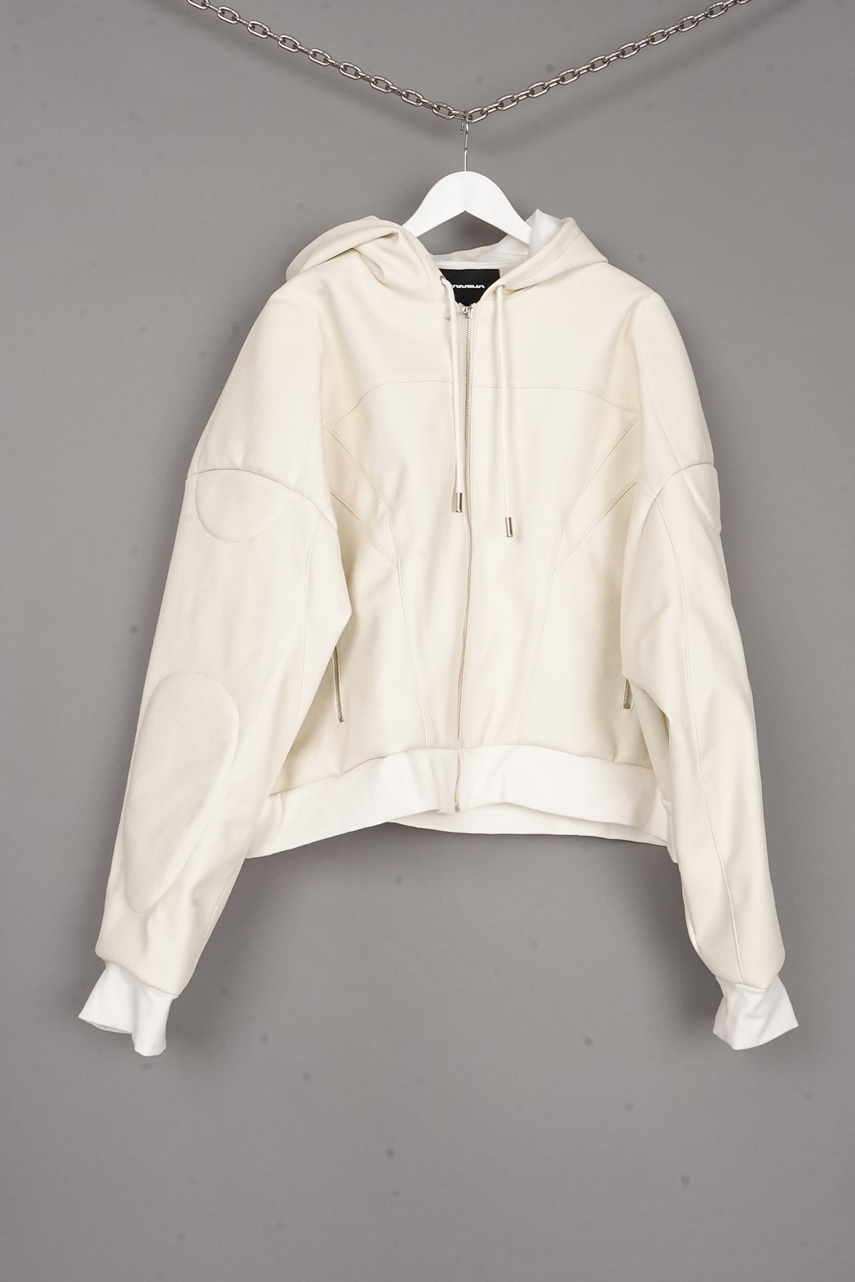 OVERSIZED HOODED PU JACKET WHITE - ONE-OFF