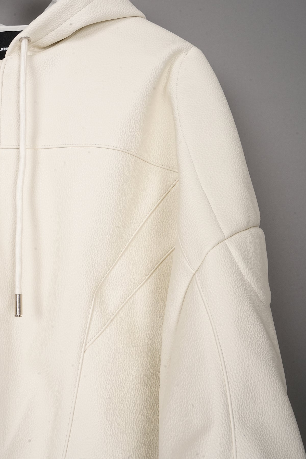 OVERSIZED HOODED PU JACKET WHITE - ONE-OFF